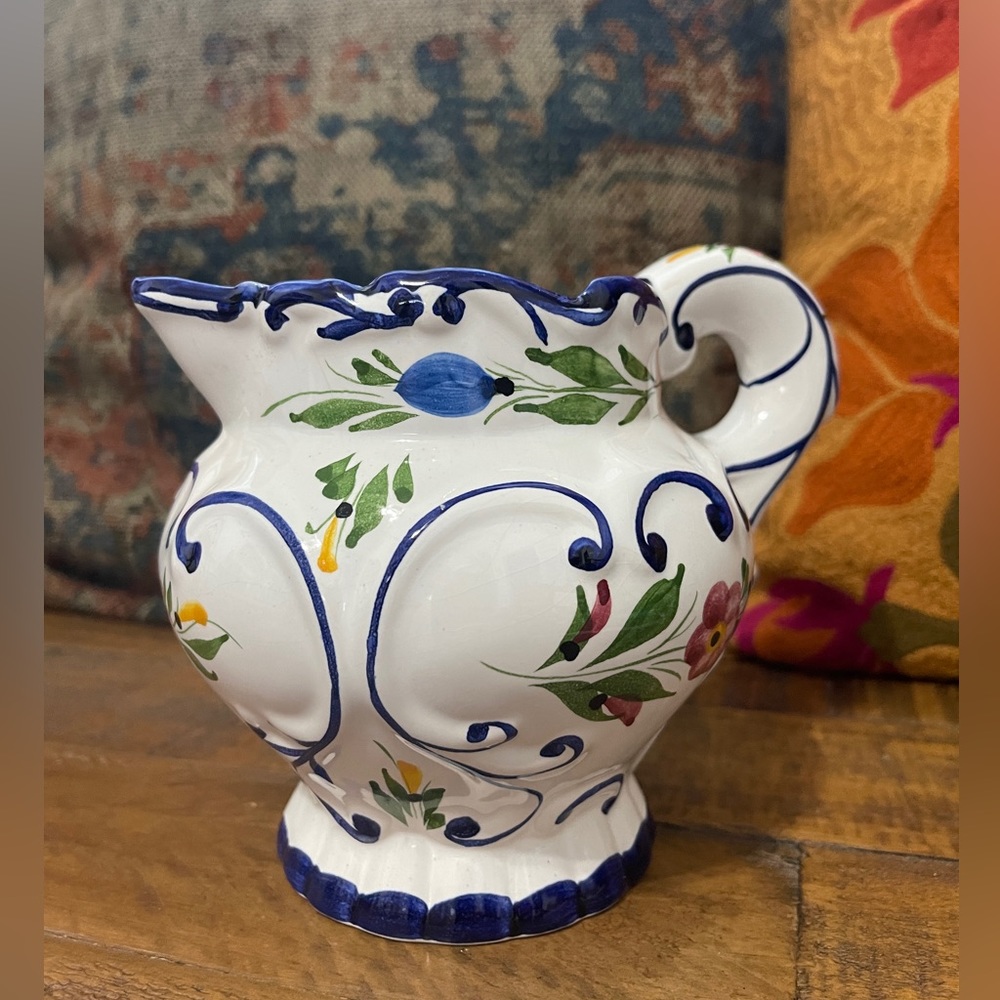 Vintage RCCL Made in Portugal Art Pottery Hand Painted 16 oz. Pitche...